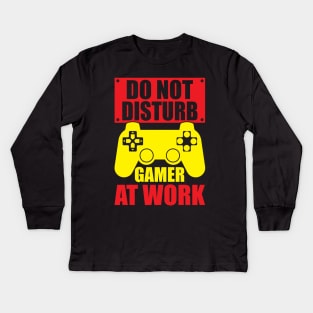 Do not disturb gamer at work Kids Long Sleeve T-Shirt